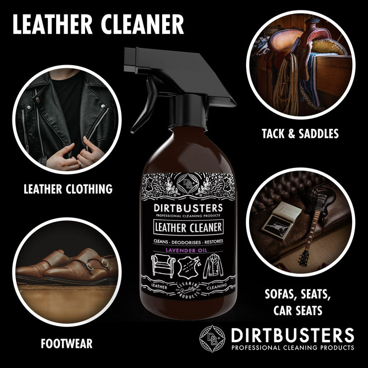 Dirtbusters Leather Cleaner Restorer & Deodoriser 3-in-1 Spray, Clean Revive & Remove Odour, With Lavender Oil (500ml)