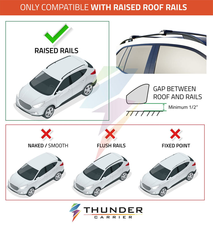 Thunder Carrier TRX1 Roof Rack For DACIA DUSTER (HM) SUV 2018-2022 Grey Aluminium Roof Rack Cross Bars Lockable - Fit Raised Side Rails Roof Rails Cross Bar, Rail Carrier