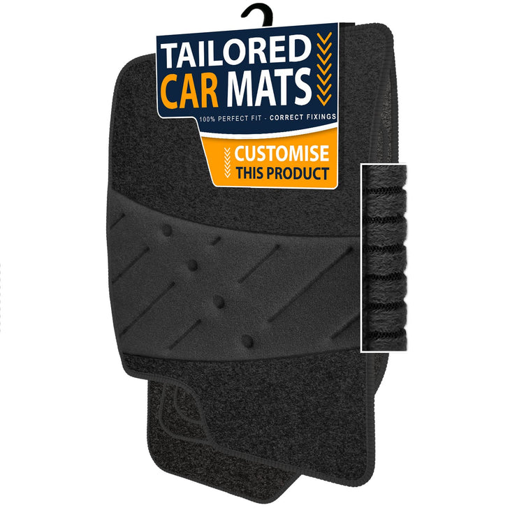 Car Mats FOR Audi A4 Saloon/Estate 2015+ Charcoal Carpet & Black Ribbed Trim & Black Full Width Heel Pad [SAPP-1815]