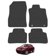 Car Mats for Nissan Juke (2010-2019) Tailored Fit Rubber Floor Mat Set Accessory Black Custom Fitted 4 Pieces with Clips - Anti-Slip Backing, Heavy Duty & Waterproof