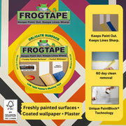 Frog Tape Yellow Delicate Surface Painters Masking Tape 36mm x 41.1m. Indoor painting and decorating for sharp lines and no paint bleed