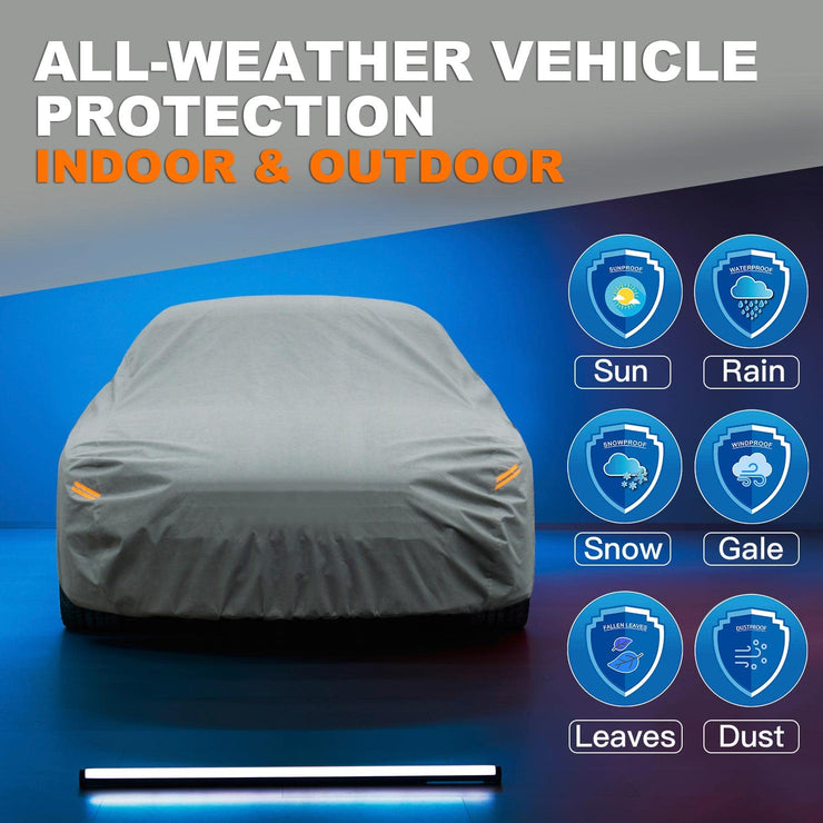 Kayme Heavy Duty Car Cover Waterproof Breathable, Outdoor 5 Layers Full Cover Sun Dust All Weather Protection, Universal Fit Porsche 911 996 997 991 992, Jaguar X-type, XE, etc. (450 to 470 cm)