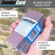 40 Assorted Grit Sandpaper Sheets 125mm x 70mm | Fast Sanding Ceramic Grit | Hook & Loop | Fits Sanding Blocks | Sand Wood, Paint & Metal | Dry or Wet | Fine, Med & Course Grits P120/ P180/ P240/ P320