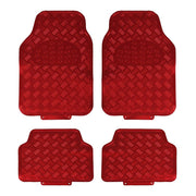 JVL Titan Car Mat Set Metallic Design with Rubber Backing, Red