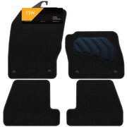 FSW - Fits Ford Focus March 2011-2018 - Tailored Mats - Black Carpet - PVC Cushioned Heel Pad - Anti Slip Mat - Non Slip Car Floor Mat, Granulated Backing - 4 Pc Floor Mat - 4 Clips