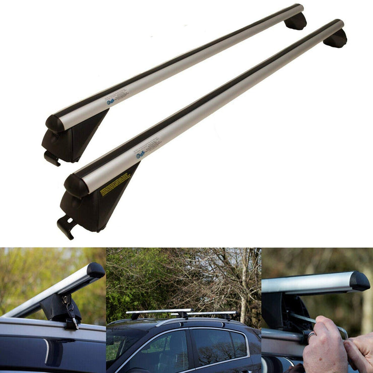 Universal Locking Aluminium Roof Cross Bars 1.2M For Flush Solid Roof Rails