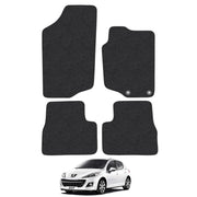 Car Mats for Peugeot 207 (2006-2012) Tailored Fit Carpet Floor Mat Set Accessory Black Custom Fitted 4 Pieces with Clips - Anti-Slip Backing & Black Trim Edging