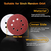 80pcs 125mm Sanding Discs, Hook and Loop 10 x 40/60/80/120/180/240/320/400 Mixed Grit, 8 Hole 5 Inch Round Sanding Discs Pads for Random Orbital Sander by Taspire