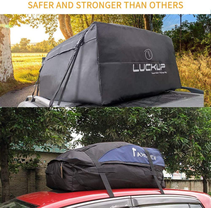 SMONTER 520L 100% Waterproof Durable Rooftop Cargo Carrier Bag,Fits All Cars With Rack or No Rails, 4 heavy duty wide straps and buckles, 18.5 Cubic Ft, Black