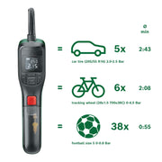 Bosch Electric Bike Pump, Portable Air Pump, Cordless Tyre Inflator EasyPump (3.0 Ah battery, 3.6 Volt, Autostop function, 150 PSI, 10.3 bar, LED, rechargeable via USB-C cable, in carton box)