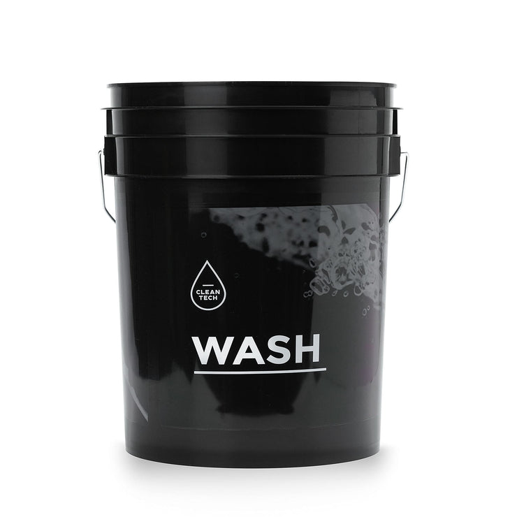 CLEANTECH CO Car Wash Bucket 20L (4.4 UK gal) with Insert Grit Traps & Lid – Ideal for On-the-Go & Detailing - WASH - black