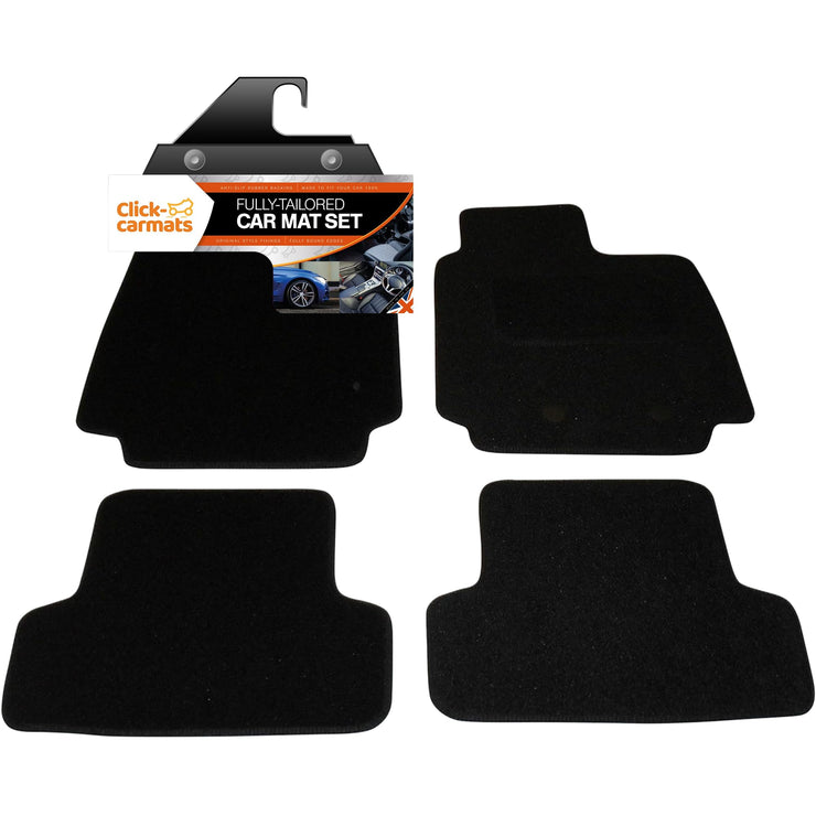 Fully Tailored Deluxe Car Mats to fit Renault Clio 2013-2019 - 4 Piece - Black Carpet - Black Trim - Heavy Duty Heel Pad - 20-3116