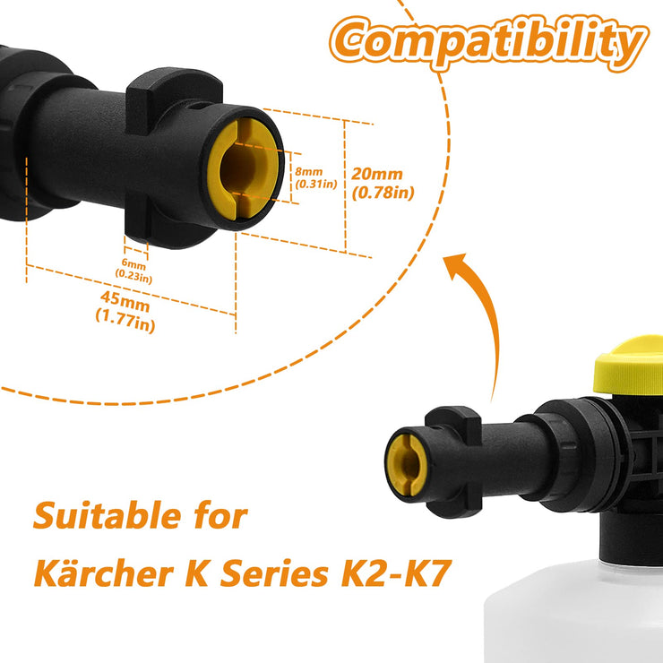 Fai Top 750ML Karcher Snow Foam Lance Cannon Pressure Washer Soap Car Foamer Wash Adjustable Sprayer Jet Bottle Nozzle for Karcher K2 K3 K4 K5 K6 K7