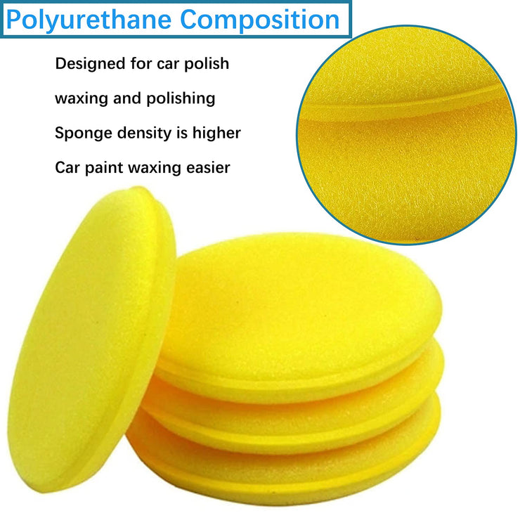 INSPUTOL 12Pcs Car Polishing Pads Polish Soft Foam Applicator Pads Practical Car Polishing Sponge Wax Applicator Sponge for Clean Car Vehicle Auto Glass (Yellow)