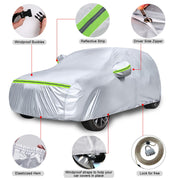 Waterproof Car Cover Compatible with Mini Cooper 3 Doors 2000-2024, All Weather Outdoor Indoor Car Full Cover for Rain Sun Dust Protection with Zipper Door and Windproof Strap for All Seasons (Silver)