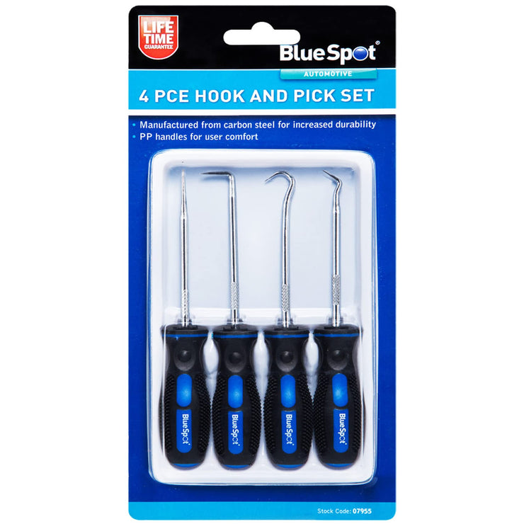 4X BlueSpot Professional Pick & Hook Probe Set | O Ring | Automotive | Car Seal Remover | Garage | Workshop | Equipment | Heavy Duty | Mechanics | Engine | Hand Tools | DIY | UK Free P&P