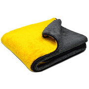 XL Microfibre Towels for Cars Drying YELLOW/GREY 90cmx60cm Extra Large Size Absorbent Fast Dry Auto Motorcycles Exterior Cleaning Towels 800gsm (Pack of 1)