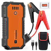 GOLDGE Car Jump Starter Kit, 32000mAh External Battery Charger 2000A Peak 12V Portable Battery Booster Automatically Alarm Flashlight with Protection Case for up to 6L Gasoline 3.5L Diesel Engines