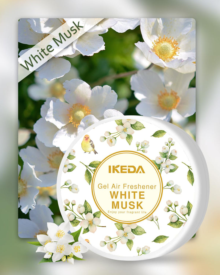 Ikeda Car Air Fresheners | Strong Scent Air Freshener | Car Fresheners with Odour Eliminator Technology | Long Lasting Fragrance Car Accessories | Air Freshener for Car, Home, Office (White Musk)