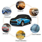 Full Car Cover Compatible with Mini Cooper 2002-2021, All Weather Protection Outdoor Cover Waterproof Breathable Sun Rain Dust with Zip (3 Door-151 * 68 * 56.5 inch)