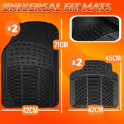 Xtremeauto 4 Piece Rubber Car Mats Set - Front & Rear Car Mats Universal Heavy Duty All Weather Waterproof Car Floor Mats For Cars, SUV, Truck & Van, Car Mats Rubber Universal