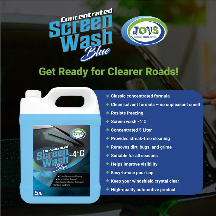 Jovs Screenwash 4 x 5 Litre - Screen Wash 20L for Cars, Windscreen - Concentrate & Effective to -4°C - Car Screen Washer Fluid & Windscreen Cleaner.