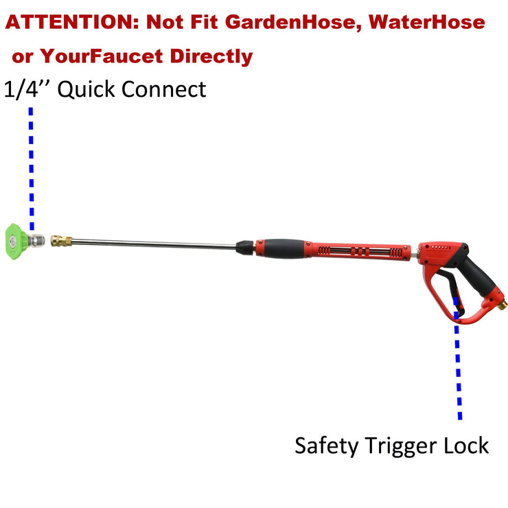 Tool Daily Deluxe Pressure Washer Gun, with Replacement Wand Extension, 5 Nozzle Tips, M22 Fitting, 40 Inch, 5000 PSI