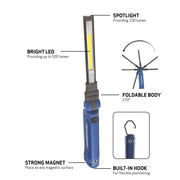 SCANGRIP Slim, 3-in-1 Ultra Slim Rechargeable COB LED Work Light for Inspection, 500 Lumen, Flashlight, 100% Foldable Body, Handheld, Pocket Size, Built-in Magnet and Hook for Flexible Positioning