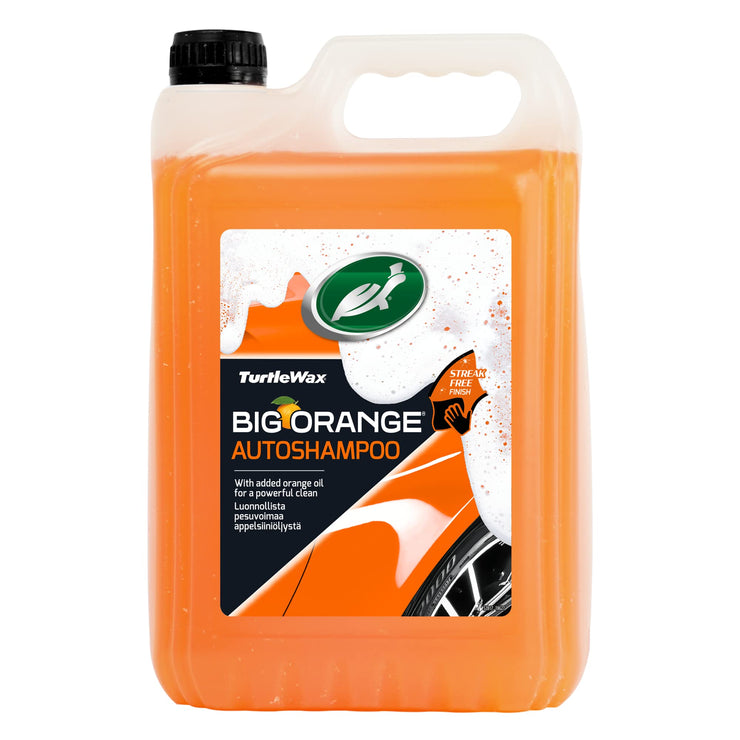 Turtle Wax Big Orange Car Shampoo & Wash 5L - Fast Rinse Formula That Removes Dirt & Road Grime Which Leaves your Car with A Glossy Showroom Shine & A Streak Free Finish