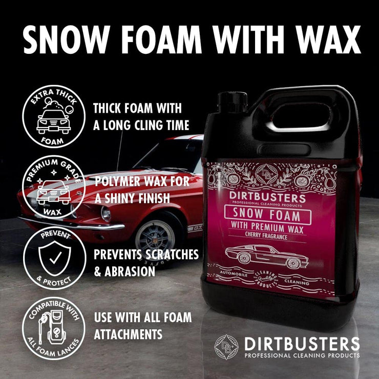 Dirtbusters Snow Foam Car Shampoo And Wax, Powerful Thick Foam Pre Wash Car Cleaner,Suitable For Cleaning All Vehicle Exteriors, Cherry (5L)