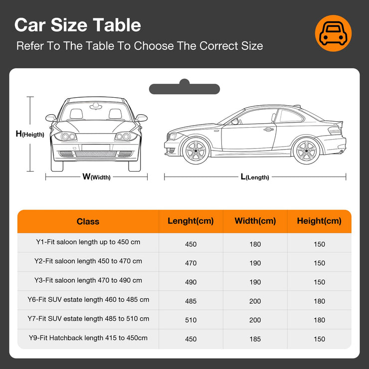 Car Cover Waterproof All Weather for Automobiles,10 Layers Outdoor Full Exterior Cover Rain Sun UV Snowproof Protection with 2 door Zipper Cotton Mirror Pocket, Fit Sedan Length (185"-193"/470-490 cm)