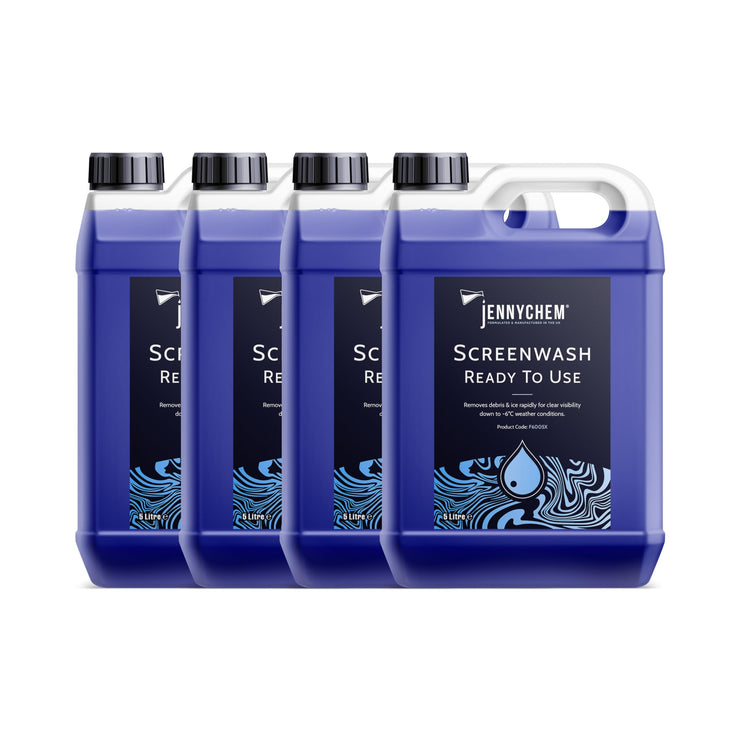 Jennychem Ready Mixed Screenwash Windscreen Fluid 4x5L. All Seasons with -6°C Antifreeze Windscreen Wash Protection. Screenwash Ready To Use Car Windscreen Wash with Streak Free Finish