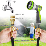 Expandable Garden Hose,Water Hosepipe Retractable Flexible Never Kink Hose Pipe for Pet & Car Washing, Cleaning, Watering Lawn and Garden(Reaching 50FT After Expansion)