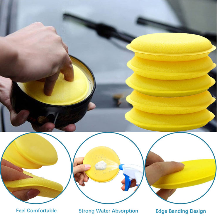 INSPUTOL 12Pcs Car Polishing Pads Polish Soft Foam Applicator Pads Practical Car Polishing Sponge Wax Applicator Sponge for Clean Car Vehicle Auto Glass (Yellow)