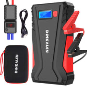 DINKALEN Jump Starter Power Pack, 800A Peak 12800mAh2V Car Battery Booster Jump Starter (Up to 6L Gas/5L Diesel Engines) with LCD Screen,Smart Safety Clamps,Quick Charge,Flashlight
