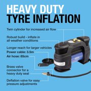 Ring RAC830 Heavy Duty Rapid Tyre Inflator - Digital Preset, Auto-Stop, SUV, Caravan - 12V, Adaptor Set, Storage Case