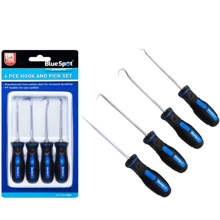 4X BlueSpot Professional Pick & Hook Probe Set | O Ring | Automotive | Car Seal Remover | Garage | Workshop | Equipment | Heavy Duty | Mechanics | Engine | Hand Tools | DIY | UK Free P&P