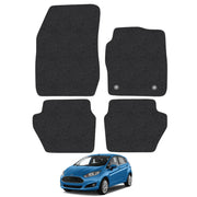 Car Mats for Ford Fiesta (2011-2017) [MK7] Tailored Fit Carpet Floor Mat Set Accessory Black Custom Fitted 4 Pieces with Clips - Anti-Slip Backing & Black Trim Edging