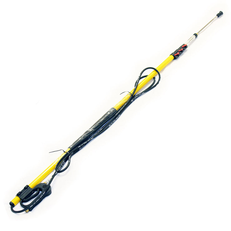 Kiam 7.2m Telescopic Extendable Lance for High Pressure Washer | Trigger Gun Long Reach Wand | Four Section Pole Quick Release