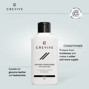 CREVIVE Leather Cleaner and Leather Conditioner with Aloe Vera incl. Sponge + 2x Cloth - Leather Cleaner for Sofas - Car Leather Cleaner and Conditioner - Leather Furniture Cleaner - Leather Care Kit