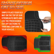 Xtremeauto 4 Piece Rubber Car Mats Set - Front & Rear Car Mats Universal Heavy Duty All Weather Waterproof Car Floor Mats For Cars, SUV, Truck & Van, Car Mats Rubber Universal