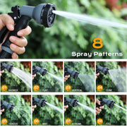 Garden Hose Pipe Expandable Garden Hose with 3/4", 1/2" Fittings, Anti-Leakage - Flexible Expanding Hose with 8 Function Spray Nozzle by Homoze (50FT, Black) (50FT, Black)