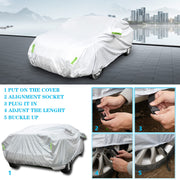 Haipky Universal Car Cover 190T Full Waterproof Breathable Scratch Rain Snow Heat Resistant with Mirror Pocket & Reflective Strips (For Sedan 137 to 157 inch)