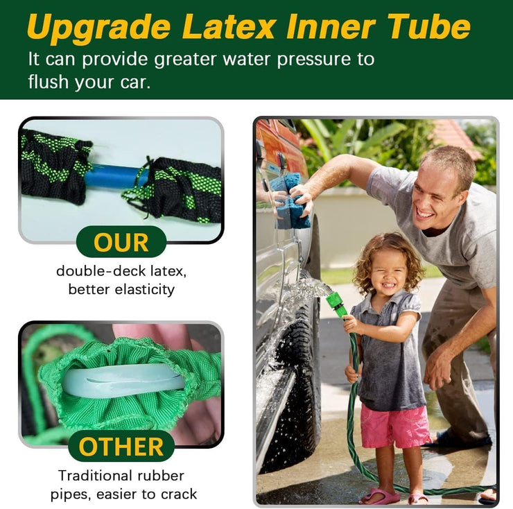 Expandable Garden Hose Pipe 25ft -Flexible Garden Water Hose with 3 Layer Latex Core No Kink Anti-Leakage Hosepipe,Expanding Hoses for Any Spray Gun Nozzle, Hosepipes for Garden Lawn Car Wash