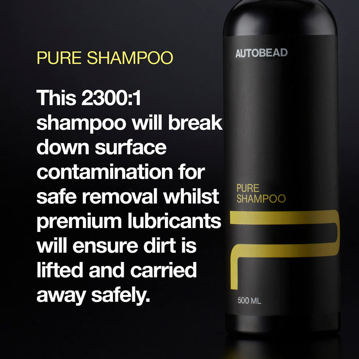 Autobead Pure Shampoo 500ml - pH Neutral Lubricating 2300:1 Car Wash For All Surfaces - Streak Free Cleaning for Matte & Satin Finishes