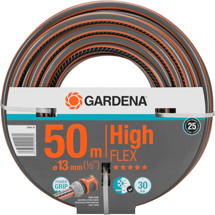 Gardena Comfort HighFLEX Hose, 13 mm (1/2 inch), 50 m: Garden Hose with Power Grip Profile, 30 bar Burst Pressure, Keeps its Shape, Frost/UV Resistant (18069-20)