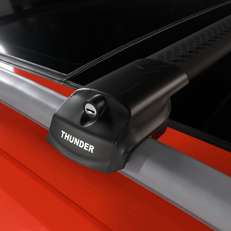 Thunder Carrier Roof Rack For FORD RANGER 2016 - Onward Black Aluminium Roof Rack Cross Bars Lockable - Fit Raised Side Rails Roof Rails, Cross Bar, Rail Carrier