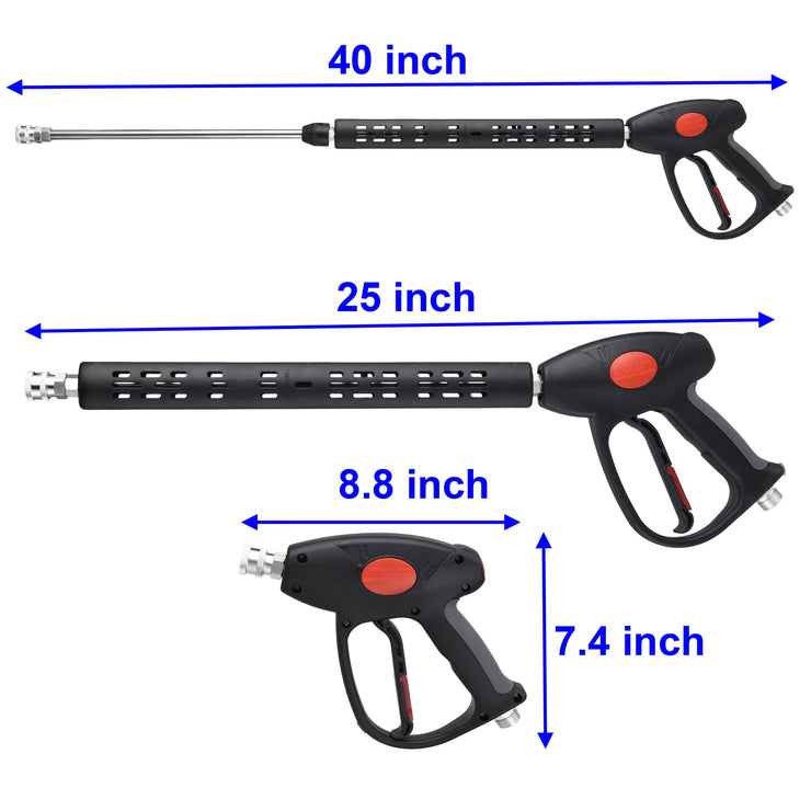 M MINGLE Replacement Pressure Washer Gun with Extension Wand, M22 15mm or M22 14mm Fitting, 5 Nozzle Tips, 40 Inch, 4000 PSI