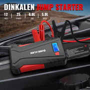 DINKALEN Jump Starter Power Pack, 800A Peak 12800mAh2V Car Battery Booster Jump Starter (Up to 6L Gas/5L Diesel Engines) with LCD Screen,Smart Safety Clamps,Quick Charge,Flashlight