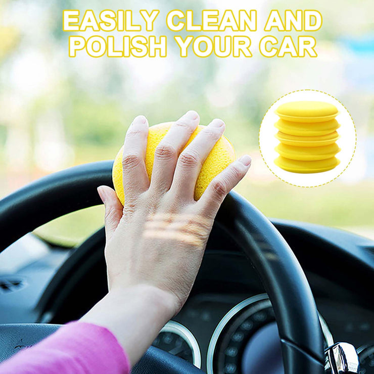 AWAVM 15Pcs Car Polishing Pads Polish Soft Foam Applicator Pads,Practical Car Polishing Sponge Wax Applicator Sponge for Clean Car, Sponges for Car Cleaning(Yellow)